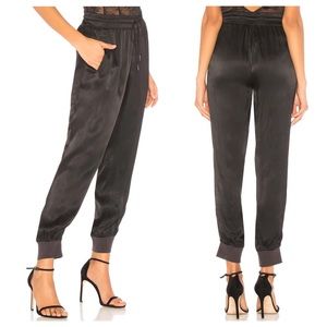 SANCTUARY Black Satin Dreamer Joggers, size Small